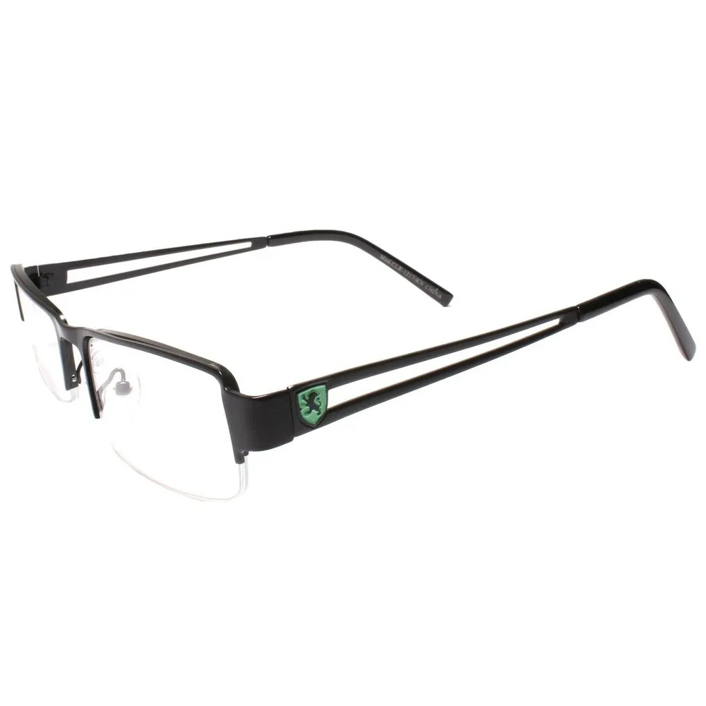 Khan Designer Stylish Smart Clear Lens Semi Rimless Eye Glasses Black Frame